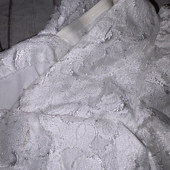 Self Portrait Floral Fil Coupe white off shoulder ruffle top 0 - Picture 8 of 11